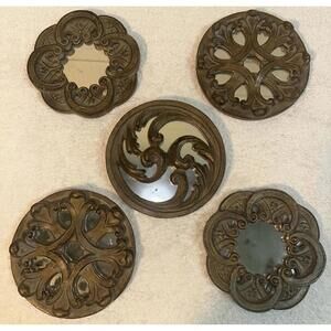 Set Of 6 Celtic Round Rustic Accent Mirror 3 Different Styles Mix & Match - 6"